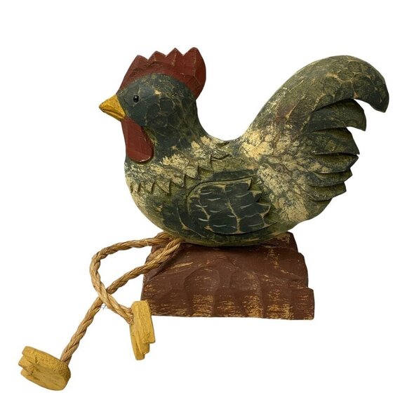 JAMES HADDON COLLECTION Wooden Rooster French Country Hen Rustic Kitchen 8.75" - Picture 2 of 12